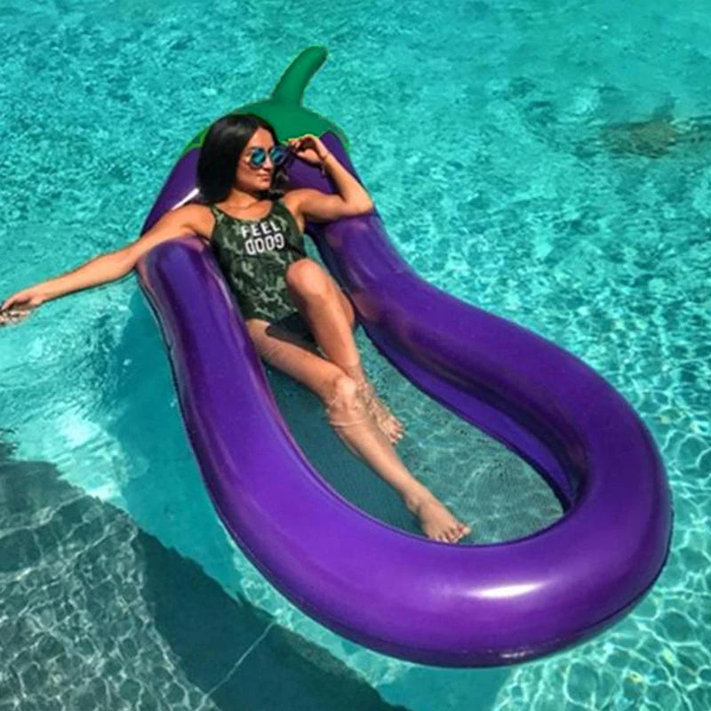 1Pcs 180cm Giant Inflatable Pool Float Eggplant Shape Mattress