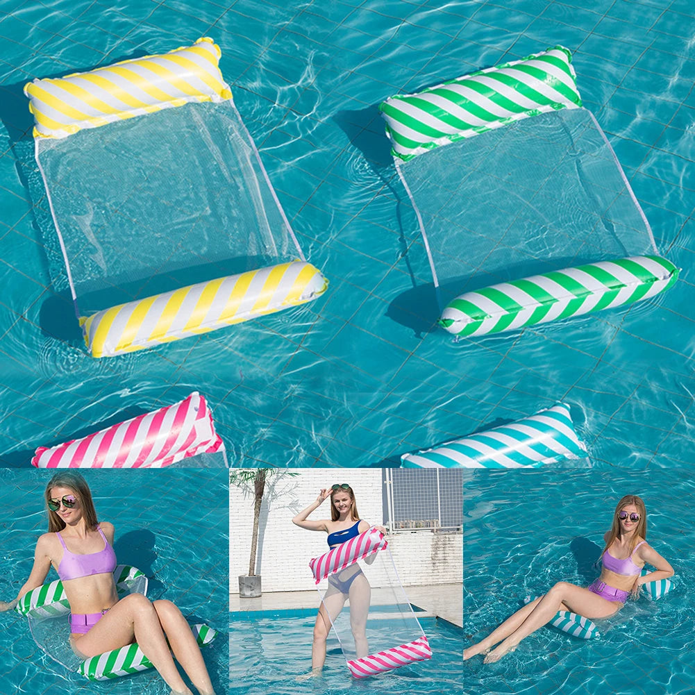 Foldable Water Hammock Float Lounger PVC Inflatable Pool Mat