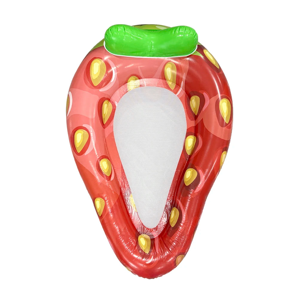 Giant Inflatable Strawberry Pool Float - Adult Floating Swimming Inner Tube