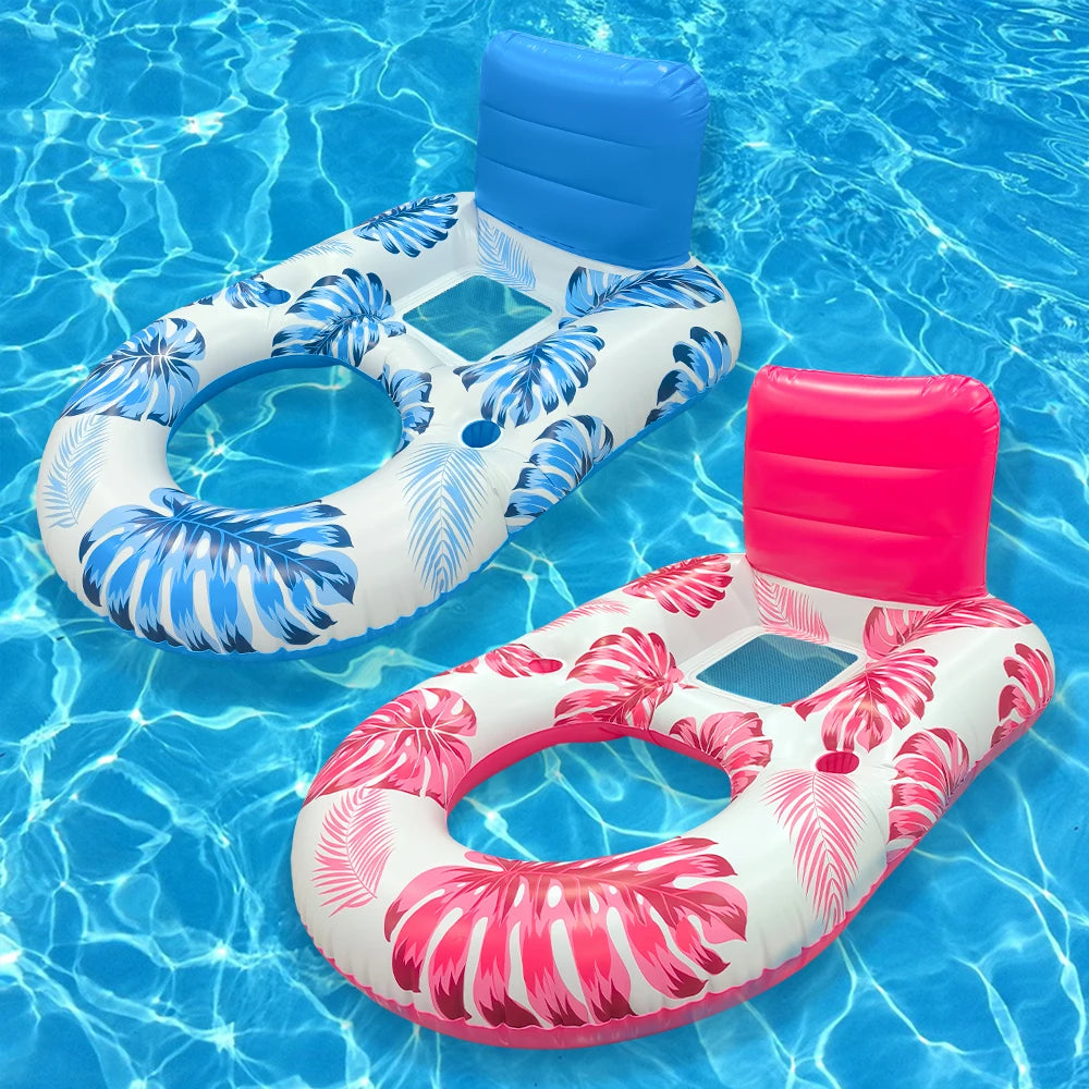 1Pc Leaf Inflatable Water Seat, Leisure Float With Cup Holder