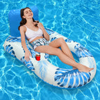1Pc Leaf Inflatable Water Seat, Leisure Float With Cup Holder